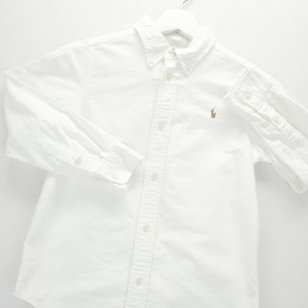 Polo Ralph Lauren Boys White Cotton Oxford Long Sleeve Button Down Shirt Size 7
